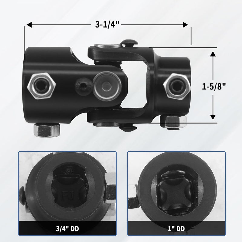 RABROPAR Store 1" DD X 3/4" DD Single Steering Shaft U Joint Coupler Black Steel Universal Coupling - Image 2